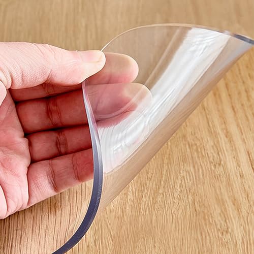 Transparenter Tischschutz aus PVC, rund, 1,5 mm dick, wasserdicht, öldicht, transparente Tischdecke für Zuhause, Küche, 110 cm Durchmesser von Generisch