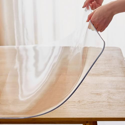 Transparenter wasserdichter Tischschutz für Esszimmer, Küche, Couchtisch und Büro, transparente, ölbeständige Schreibtischunterlage, abwischbare PVC-Tischdecke, 1 mm dick, 130 x 300 cm von Generisch