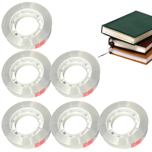 Transparentes Schreibwaren-Klebeband, transparentes, glänzendes Allzweck-Klebeband,6 Rollen transparentes Klebeband mit starker Klebrigkeit | Sicheres transparentes Schreibwarenklebeband für Zuhause u von Generisch