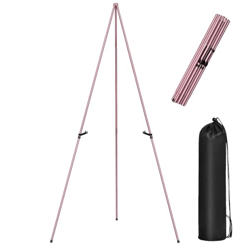 Tripod Drawing Easel, Poster Display Stand, Adjustable Foldable Lightweight Anti Slip Base Tripod Stand for Tabletop, Floor Displaying, Home, 62.99 Inches, 1100g, Pink, Black von Generisch