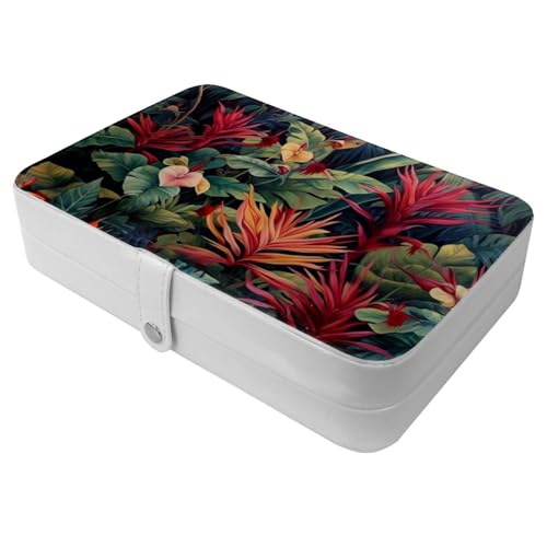 Tropical Jungle Plants-1416 Reise-Schmuckschatulle, kompakt und tragbar, ideale Aufbewahrung für Ringe, Ohrringe, Halsketten. Der perfekte Organizer für Mädchen und Frauen, 1 Packung von Generisch