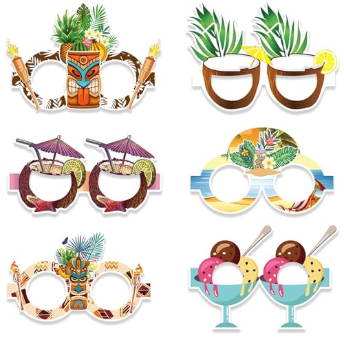 Tropische Party-Brillen – 6 Paar hawaiianische Papierbrillen, Kostüm-Requisiten, lustige Kinder und Erwachsene, -Pool-Party-Geschenke, thematische Fotoautomaten-Dekorationen für Damen und Herren Tropische Party-Brillen – 6 Paar hawaiianische Papierbrillen, Kostüm-Requisiten, lustige Kinder und Erwachsene, -Pool-Party-Geschenke, thematische Fotoautomaten-Dekorationen für Damen und Herren von Generisch