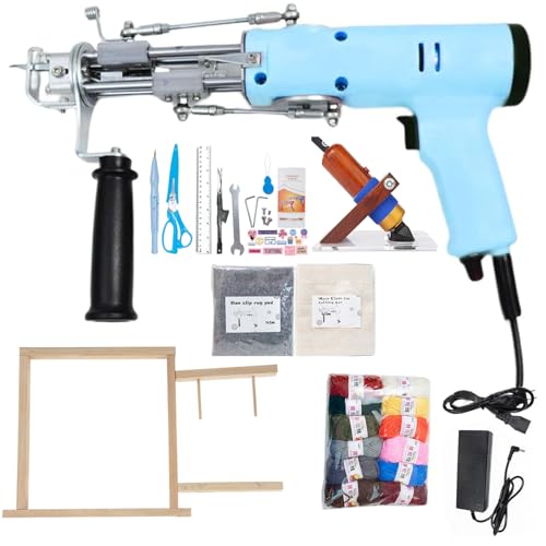 Tufting Gun Starter Kit - Ideal für Anfänger - High Speed 2 in 1 Cut Loop Flor Teppich - Inklusive Büschelständer, Teppichschneider, Tuch, Garn Gadgets von Generisch