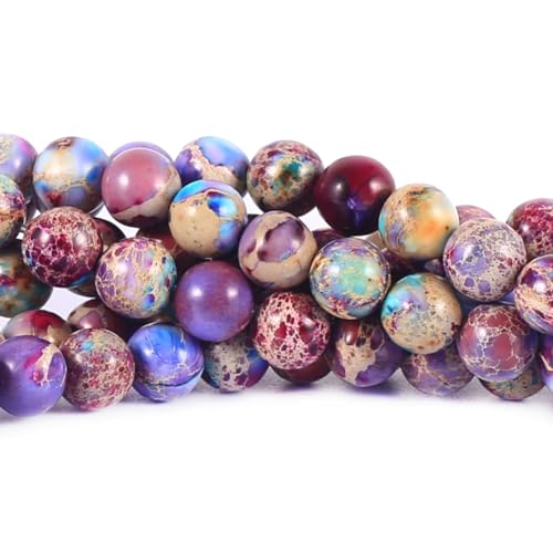 U10-KD1209 bunte imperiale Jaspisperlen, rund, für Schmuckherstellung, Armband, Halskette, 38,1 cm, 10 mm U10-KD1209 bunte imperiale Jaspisperlen, rund, für Schmuckherstellung, Armband, Halskette, 38,1 cm, 10 mm von Generisch