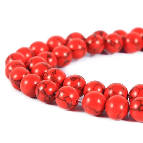 U10-KD1228 Perlen, rund, glatt, lose Perlen für Schmuckherstellung, Armbänder, Halsketten, 38,1 cm, Rot Türkis, 10 mm U10-KD1228 Perlen, rund, glatt, lose Perlen für Schmuckherstellung, Armbänder, Halsketten, 38,1 cm, Rot Türkis, 10 mm von Generisch