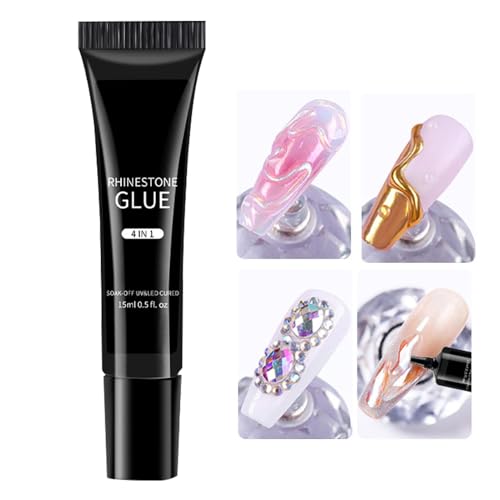 UV-Nagelgelkleber – 15 ml starker Kleber für Press-On-Nägel, Nagelreparaturen, Strass-Applikationen und künstliche Nägel, einfach anzuwenden von Generisch