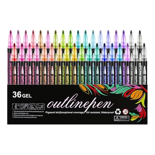 Umrissmarker – ABS Doppellinien-Umrissmarker-Set | Umrissmarker Stifte zum Kartenschreiben | Selbstumrissmarker für Glitzerkritzelzeichnungen | Scrapbooking, Journaling, Grußkarten, Art Cr von Generisch