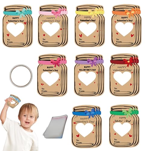 Valentinskarten,Valentinstagskarten für Kinder - Lustige farbige Gläser-Tauschkarten für Kinder - Valentins-Austauschkarten-Set für und Mädchen, Valentinskarten für Partys, Hochzeiten von Generisch