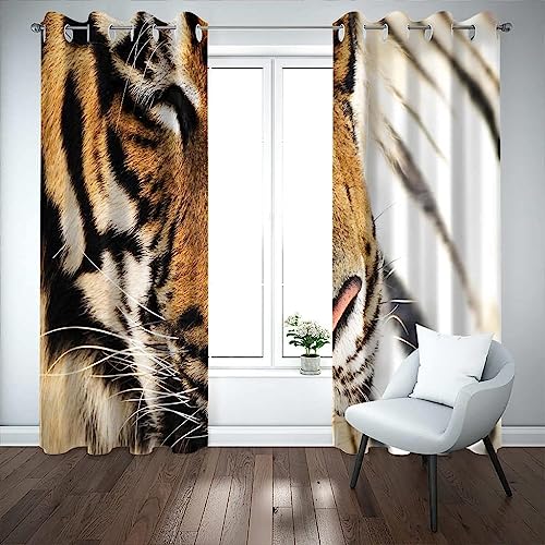 Verdunkelungsvorhänge, 300 x 280 cm, Tier-Tiger, 3D-Fenstervorhänge für Mädchen, Kinderzimmer, wärmeisoliert, Verdunklungsvorhänge, 2 Paneele von Generisch