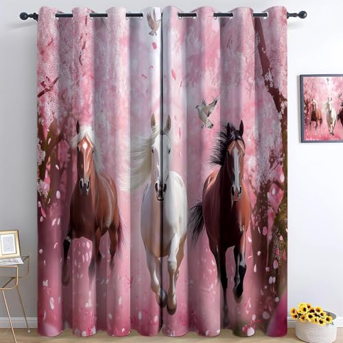 Verdunkelungsvorhänge 3D Fotografie Weißes Pferd Kirschblüten Ösen Vorhang 2Er Set 215 x 110 cm Verdunkelungsvorhang Blickdicht Fenstergardinen Kinderzimmer Schlafzimmer Wohnzimmer Thermovorha Verdunkelungsvorhänge 3D Fotografie Weißes Pferd Kirschblüten Ösen Vorhang 2Er Set 215 x 110 cm Verdunkelungsvorhang Blickdicht Fenstergardinen Kinderzimmer Schlafzimmer Wohnzimmer Thermovorha von Generisch