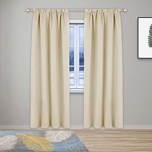 Verdunkelungsvorhänge für Schlafzimmer, Wohnzimmer, thermische weiche Fensterbehandlungen für Kinder, superweich, Bleistiftfalten, Beige, 101,6 x 139,7 cm von Generisch