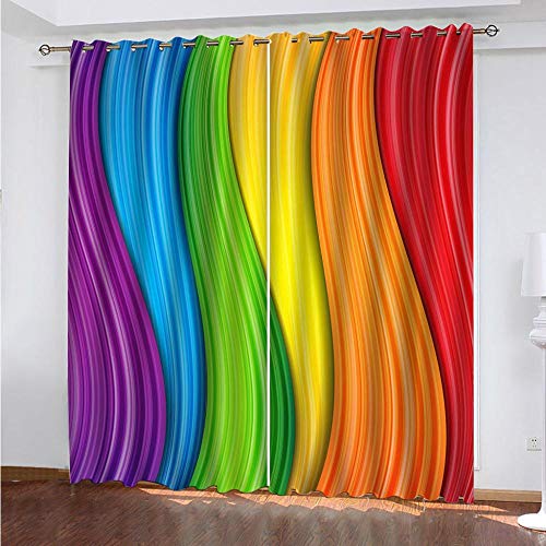 Verdunkelungsvorhang mit Regenbogenmuster für Schlafzimmer, wärmeisoliert, superweich, Fensterbehandlungen für Kinderzimmer, Wohnzimmer, Kinderzimmer, Dekoration, 183 x 213 cm von Generisch