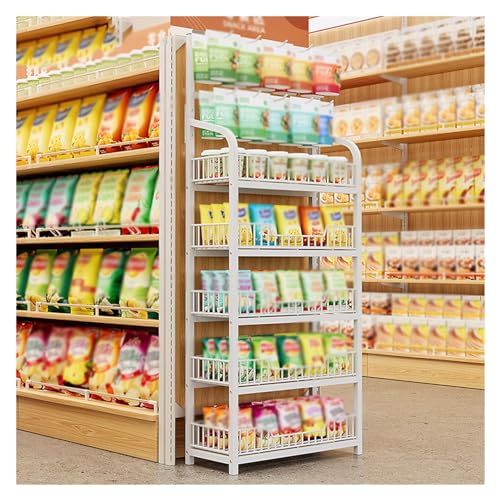 Verkaufs-Snack-Ausstellungsregal, großer Boden, Supermarkt, Snack-Organizer, Wagen, für Badezimmer, Wohnzimmer, Büro, bodenstehendes Brot-Display mit Haken von Generisch