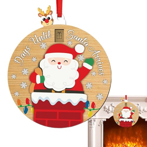 Verschiebbarer Countdown bis Weihnachten-Ornament,Schiebbarer Countdown-Weihnachtsbaum-Ornament - Holz-Countdown-Kalender-Anhänger - Weihnachtselement-Dekorationswerkzeug für Bücherregal, Kamin, Fenst von Generisch