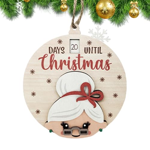 Verschiebbarer Weihnachts-Countdown,Weihnachts-Countdown-Wandkalender,Countdown zum Weihnachtskalender aus Holz - Weihnachts-Oma-Weihnachtsuhr-Countdown, bis zum Weihnachts-Countdown-Schild für Zuhaus von Generisch