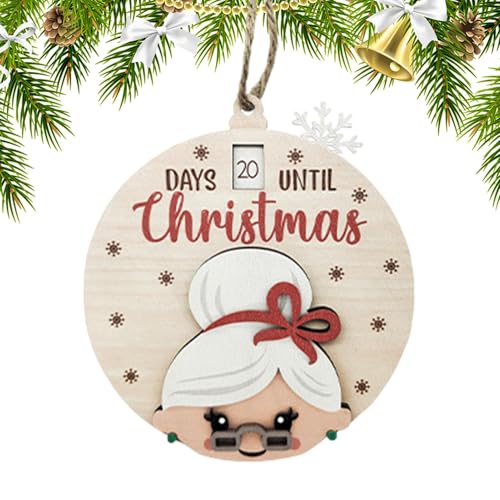 Verschiebbarer Weihnachts-Countdown,Weihnachts-Countdown-Wandkalender | Weihnachts-Schiebeornament aus Holz,Weihnachts-Oma-Weihnachtsuhr-Countdown, bis zum Weihnachts-Countdown-Schild für Zuhause im I von Generisch