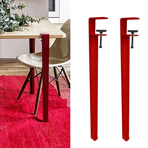 Verstellbare F-förmige Möbelbeine für Arbeitstisch, Couchtisch, Bartisch, 71 cm, zum Aufstecken, ohne Stanzen, Arbeitsplatte, Stützbeine, Frühstücksbarbeine (2 Stück, rot) von Generisch