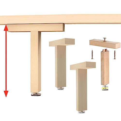 Verstellbare Möbelbeine, 4 Stück, robuste Holz-Beine, Bettgestellbeine für Couch, Sofa, Schrank, Ottomane, 35 cm Höhe, Lattenstützbeine, Möbelzubehör von Generisch