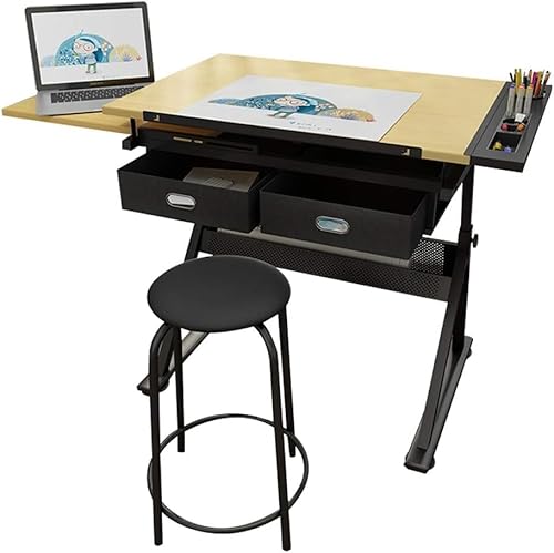 Verstellbarer Zeichentisch mit Aufbewahrung, neigbarer Kunstschreibtisch, Ahornplatte, Basteltisch für Erwachsene, vielseitiges Zeichenstudio-Möbel, perfekt für Künstler und Designer Verstellbarer Zeichentisch mit Aufbewahrung, neigbarer Kunstschreibtisch, Ahornplatte, Basteltisch für Erwachsene, vielseitiges Zeichenstudio-Möbel, perfekt für Künstler und Designer von Generisch