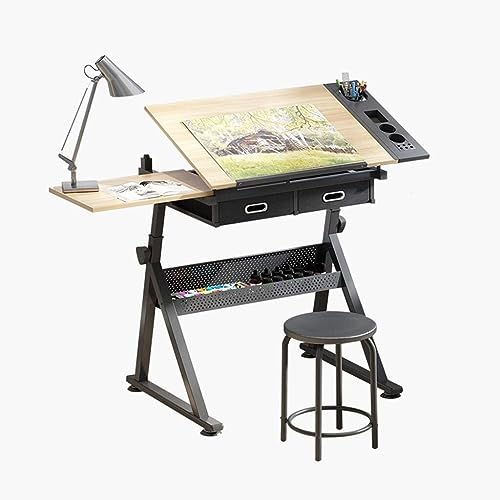 Verstellbarer Zeichentisch mit Stauraum – neigbarer Kunstschreibtisch zum Malen und Zeichnen, Ahorn-Panel-Design, ideal für Handwerk und Künstler, perfekt für Home Office & Studio Verstellbarer Zeichentisch mit Stauraum – neigbarer Kunstschreibtisch zum Malen und Zeichnen, Ahorn-Panel-Design, ideal für Handwerk und Künstler, perfekt für Home Office & Studio von Generisch