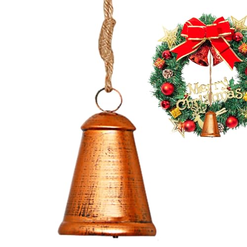 Vintage Weihnachtsglocken,Dekorative Weihnachtsglocken | Weihnachtsglocken,-Kuhglocken, weihnachtliche Metallglocken mit Juteseil für Wandgärten, Heimdekoration von Generisch