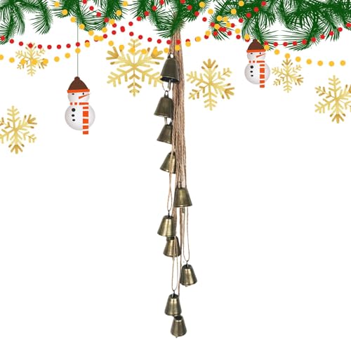 Vintage Weihnachtsglocken,Weihnachtsglocken,Vintage Glockenanhänger mit Juteseil für Weihnachtskranz | Goldglocken für den Innen- und Außenbereich für Tür, Kranz, Kaminsims, Treppengeländer von Generisch