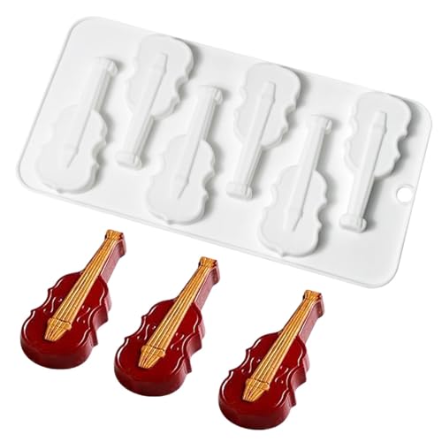 Violine Schokoladenform, 6 Mulden Musik Gitarre Violine Silikonform, Schokoladenanhänger Seifenform Für Kuchendekoration von Generisch