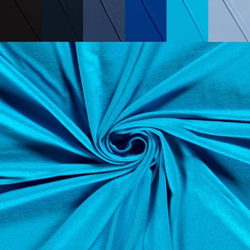 Viskose Jersey Uni Meterware - Stretchstoff Viskose - Viskosestoff stretchig - Jerseystoff Sommer - Blusenstoff Öko Tex 100 *Ab 50cm, Farbe: 003 Türkis von generisch