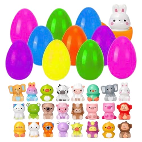 Vorgefüllte Ostereier | 24 Stk Gefüllte Ostereier | Prefilled Easter Eggs | Ostereier Befüllen mit Langsam Aufsteigenden Quetsch Spielzeug | Vorgefüllte Osterkörbchen Ostereier Fidget Toys für Kinder von Generisch