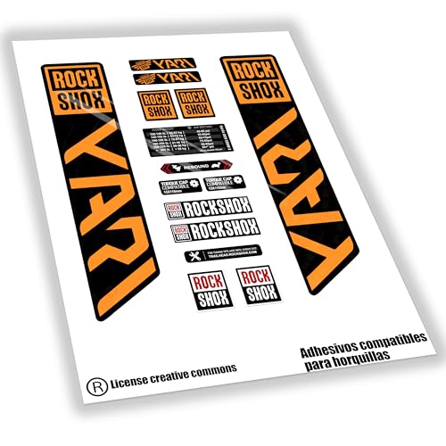 WP449 Aufkleber kompatibel mit Rockshox Yari Gabeln, Fahrradaufkleber, MTB-Aufkleber, Auffkleber, Federgabel (Fluororange) von Generisch