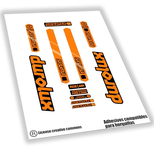 WP504 Aufkleber, kompatibel mit SR SUNTOUR DUROLUX 36 mm Gabeln, Fahrradaufkleber, MTB-Aufkleber, Auffkleber, Federgabel (Orange) von Generisch