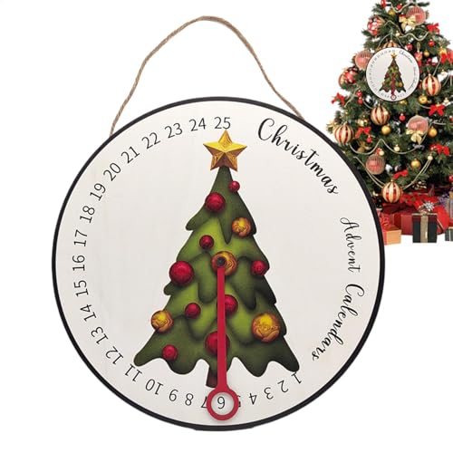 Wand Weihnachten Countdown Kalender, Weihnachten Advent Holz Wandschild Kalender, Countdown Uhr Saisonal Bauernhaus Mount Decor für Wohnzimmer Schlafzimmer von Generisch