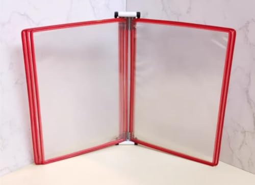 Wandmontierter Aktenordner mit magnetischem Display, rote Farbe, Hängeregistraturhalter für Zuhause, Büro, Klapp-Aktenhalter für einfachen Zugriff, PVC- und Metallkonstruktion, 33 x 23 x 10 cm von Generisch