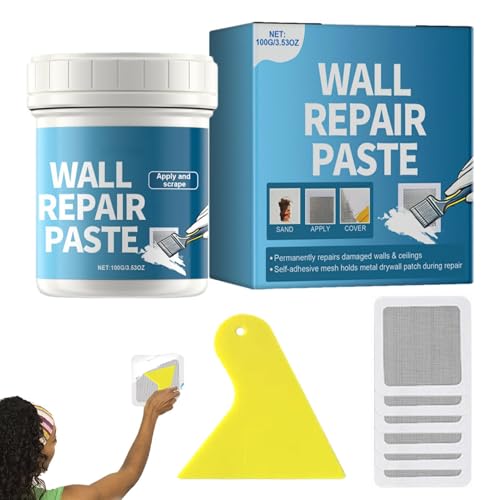 Wandreparaturcreme, Wand Reparatur Weiss Paste Mit Schaber Und Wandreparaturflicken Geliefert Wall Repair Kit Effektiv Ausbessern Von Bohrlöchern Und Füllen Von Rissen,Löchern, Graffiti, 100g von Generisch