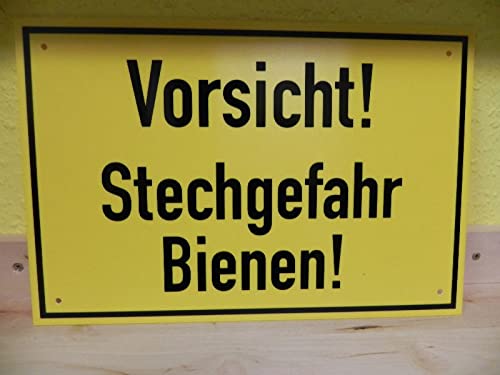 Warnschild -Vorsicht Bienen - Stechgefahr 30x20cm 1mm Starkes PVC, lichtfest,Löcher in den Ecken.Imker Imkerei von Generisch