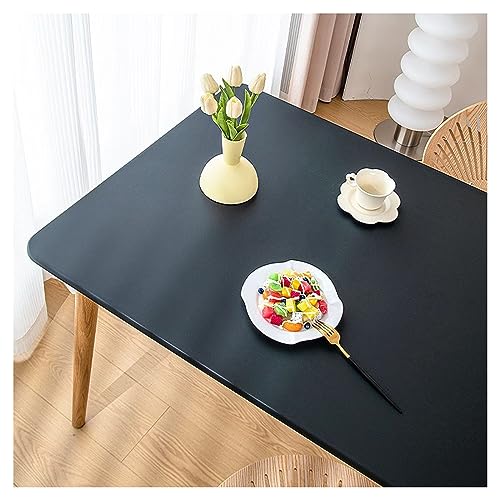 Wasserdichte Kunstleder-Esstischabdeckung mit elastischem Rand, hitzebeständige Vinyl-Tischdecke für quadratische/rechteckige Tische, abwischbare Tischschutzunterlage (Schwarz, 90 x 140 cm) von Generisch