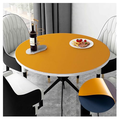 Wasserdichte Kunstleder Runde Tischdecke für Esstisch Öldicht Abwischbar Hitzebeständig Dekorative Tischschutz Pad Vinyl Fitted Table Cover 50cm von Generisch