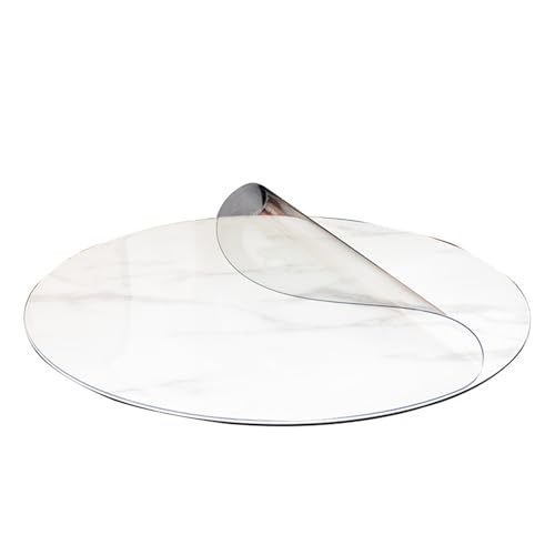 Wasserdichte PVC-Tischabdeckung, rund, 199,9 cm, Hitzeschutz, abwischbar, transparent, vielseitig einsetzbar, für Zuhause, Küche, Schreibtischabdeckung von Generisch