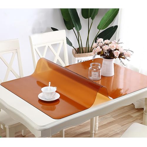 Wasserdichte PVC-Tischdecke, verdickte Desktop-Schutzfolie, hitzebeständig und abwischbar, Tischmatte für den Innen- und Außenbereich, personalisierbar (Kaffee, 2 mm Dicke, 90 x 260 cm, Rechteck) von Generisch