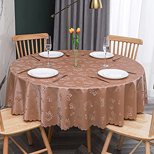 Wasserdichte runde Tischdecke, 220 cm, strapazierfähig, öldicht, Vinyl-Tischdecke für Esstisch, drinnen und draußen, Party, Hochzeit, abwischbare Tischdecke für runde Tische von Generisch