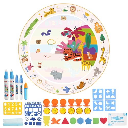 Wassermatte Zeichnung - 70x70 Kreative Wasser Malvorlagen | Male Mat | Male Pad | Kinderspielzeug Magische Runde Leinwand Farbschreibe Decke Für Kindermädchen Erwachsene von Generisch