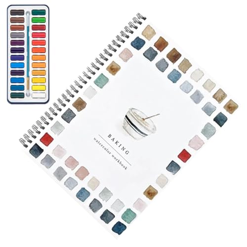 Watercolor Workbooks, Painting Book Set, 8.98x6.5 Inches Art Supplies with Brushes and 12 Colors of Paint, Creative Travel Activity for Kids Adults and Beginners von Generisch