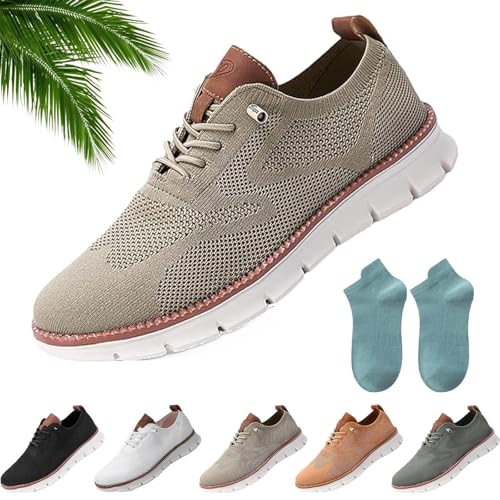 Wearbreeze Herren-Schuhe, Breeze-Schuhe für Herren, Netzstoff, formelle Sneaker, Business, Freizeit, Walking-Schuhe (braun, Größe 45,4 cm) von Generisch