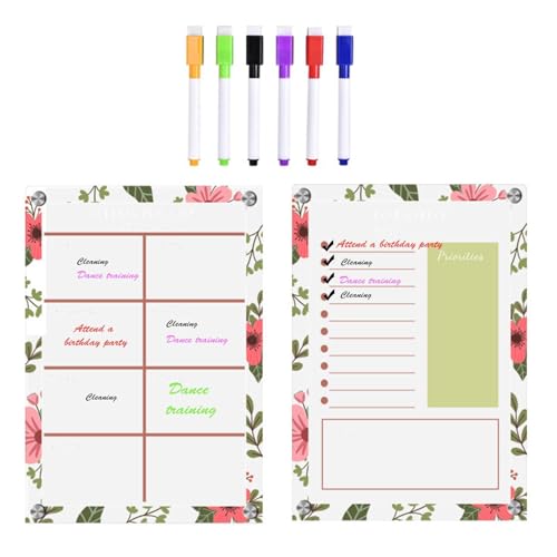 Weekly -Kalender trockener Radiergummi, magnetischer Wochenkalender, Whiteboard -Planer des trockenen Radiergummis für den Kühlschrank, Eraserplaner mit 6 Markierungen für Planung, Memo, Schule, Zuhau von Generisch