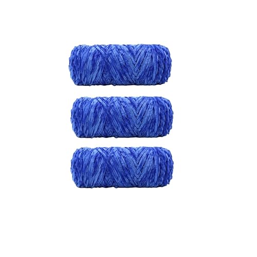 Weiche Babywolle zum Stricken, 3 x 100 g, superweiches Samt-Chenille-Garn, flauschig weiche Wolle, Häkelgarn, Häkelgarn, Wolle für selbstgemachtes Stricken und Häkeln (13 Blue) von Generisch