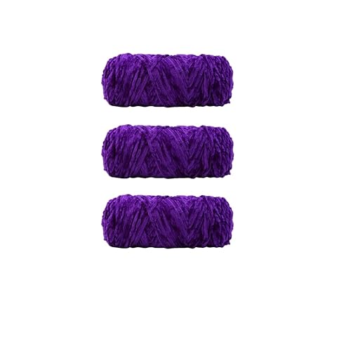 Weiche Babywolle zum Stricken, 3 x 100 g, superweiches Samt-Chenille-Garn, flauschig weiche Wolle, Häkelgarn, Häkelgarn, Wolle für selbstgemachtes Stricken und Häkeln (34 Deep Purple) von Generisch