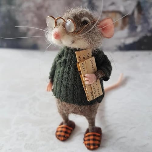 Weihnachten Gefilzte Maus Plüschtier | 1/5 Stk Nadelfilzen Maus Plushie Puppen | Weihnachtsschmuck Wolle Maus Figur Stofftier | Filz Weihnachtsdekorationen Kuscheltier Mäuse für Home Deko von Generisch