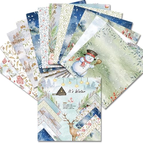 Weihnachten Gemustertes Papier, A4 Weihnachtsdekorationspapier, 24 Blatt Papiere Mit Wintermotiven Und Schneemuster, 6 × 6 Zoll Winter-Weihnachtsthema-Scrapbook-Papier, Geschenkbox-Verpackung von Generisch