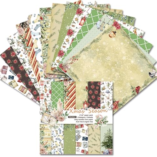 Weihnachten Gemustertes Papier, A4 Weihnachtsdekorationspapier, 24 Blatt Papiere Mit Wintermotiven Und Schneemuster, 6 × 6 Zoll Winter-Weihnachtsthema-Scrapbook-Papier, Geschenkbox-Verpackung von Generisch