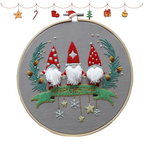 Weihnachten Kreuzstiche Set Ornamente | Weihnachtsmann-Stickset - handgesticktes Kreuzstich-Materialset für Anfänger von Generisch